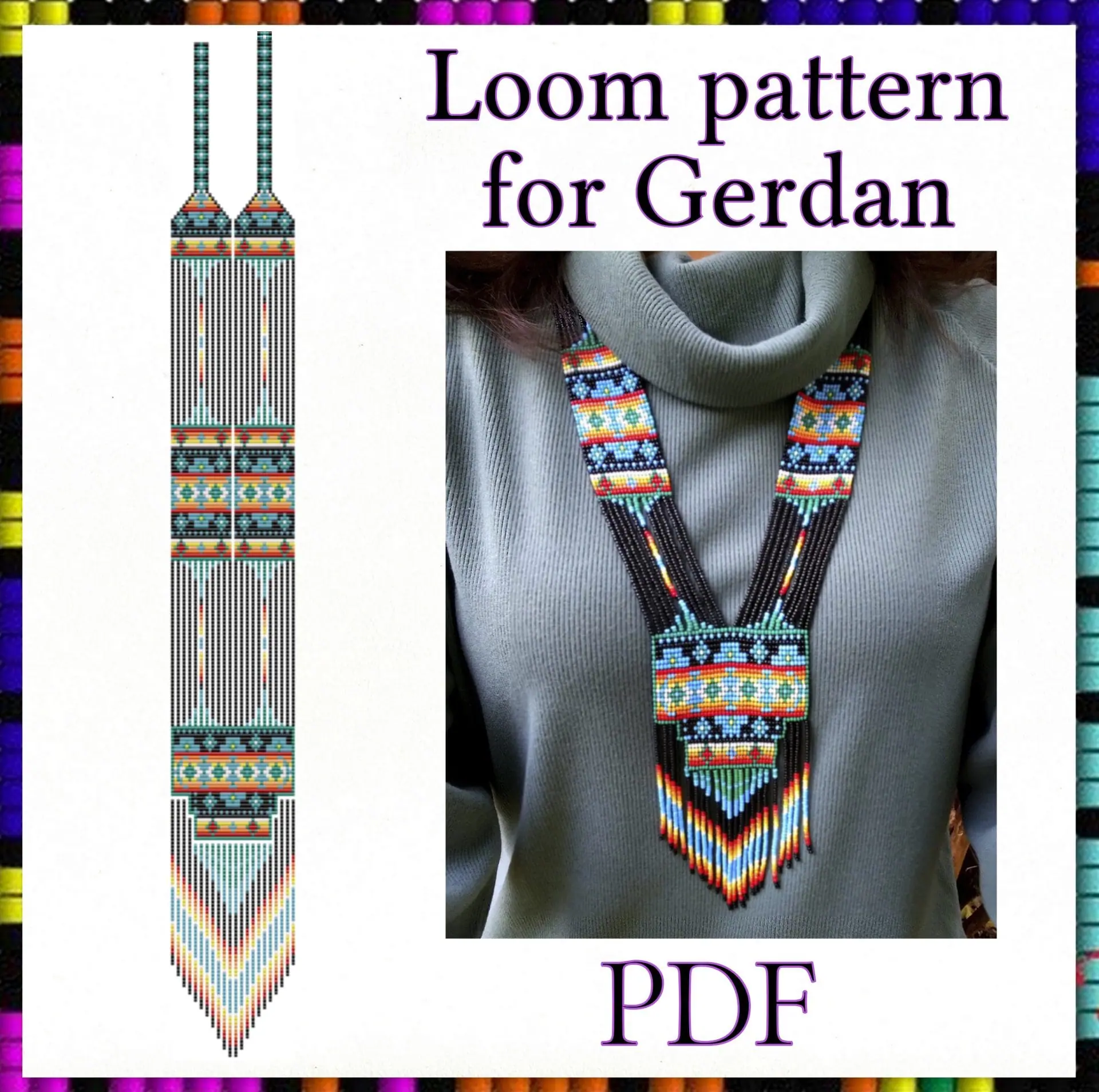 Loom beaded necklace pattern Gerdan Geometric pattern PDF file 1 Loom beaded necklace pattern Gerdan Geometric pattern PDF file