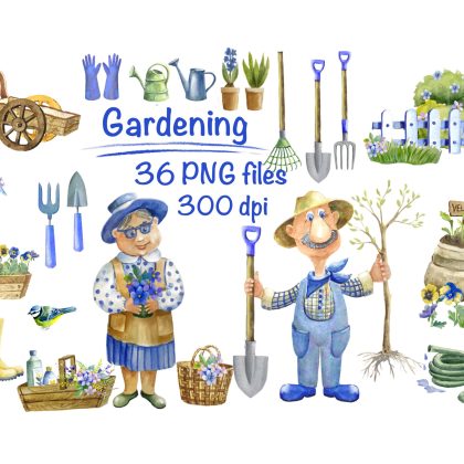 Garden clipart.Spring Gardening Clipart. Gardener.