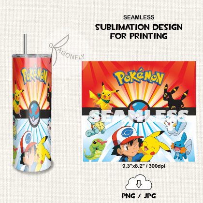 Pokemon tumbler png sublimate designs STRAIGHT 20 oz-313