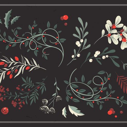 Winter Foliage Christmas Botanical Clipart