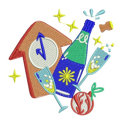 New year-machine embroidery design-embroidery on napkin-instant loading
