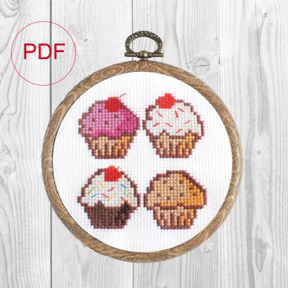 Cross stitch pattern 4 cupcakes