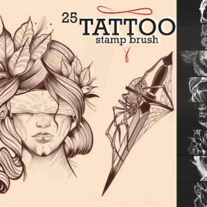 25 STAMP TATTOO brushes for Procreate