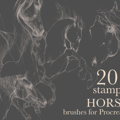 20 STAMP HORSE brushes for Procreate