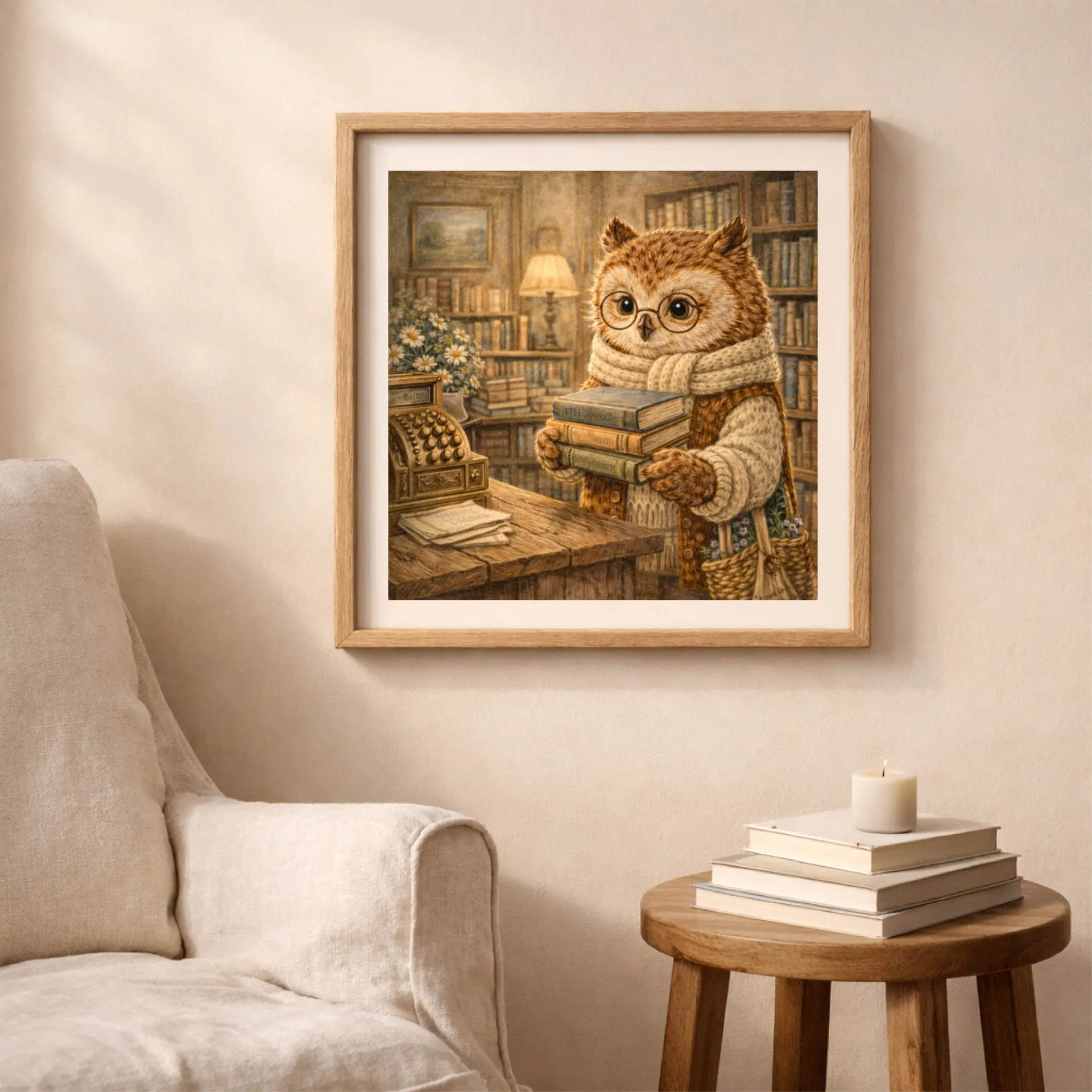 Woodland Owl Bookstore Wall Art Printable Decor 3 cottagecore owl bookstore printable wall art