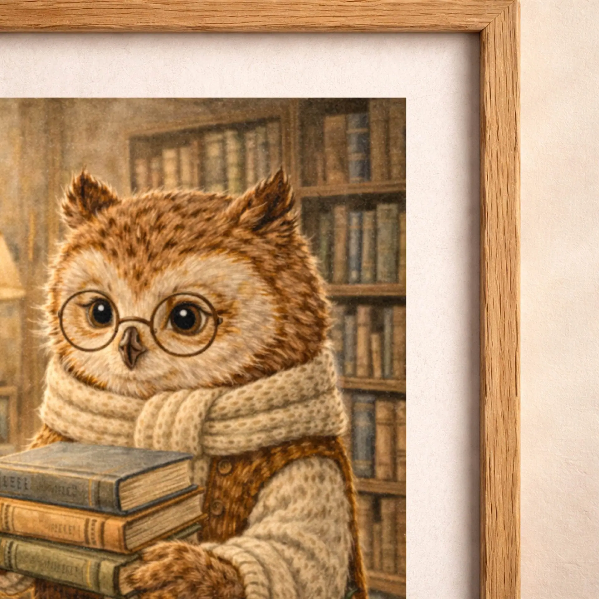 Woodland Owl Bookstore Wall Art Printable Decor 4 owl bookstore illustration detail printable wall art