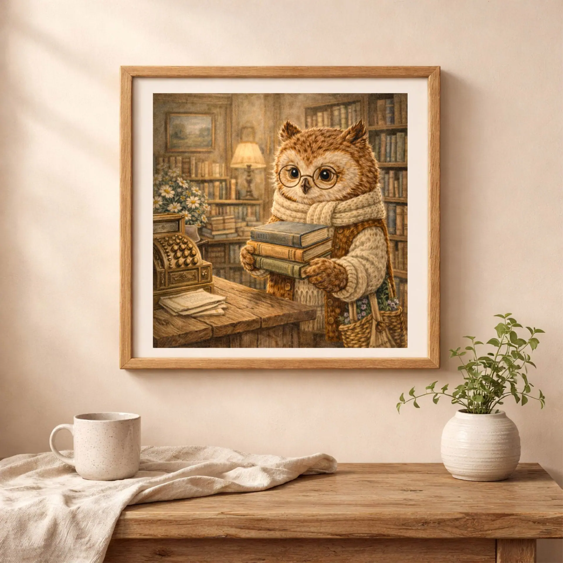 Woodland Owl Bookstore Wall Art Printable Decor 2 owl bookstore printable wall art nursery decor