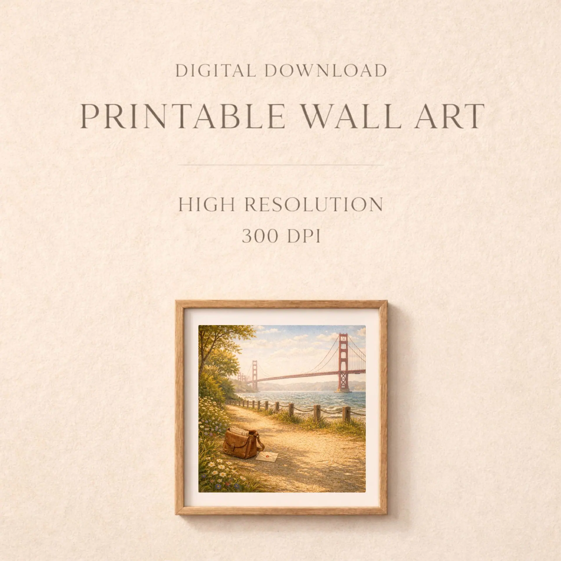 Woodland San Francisco Wall Art Printable Golden Gate Decor 5 Printable San Francisco wall art digital download 300 DPI