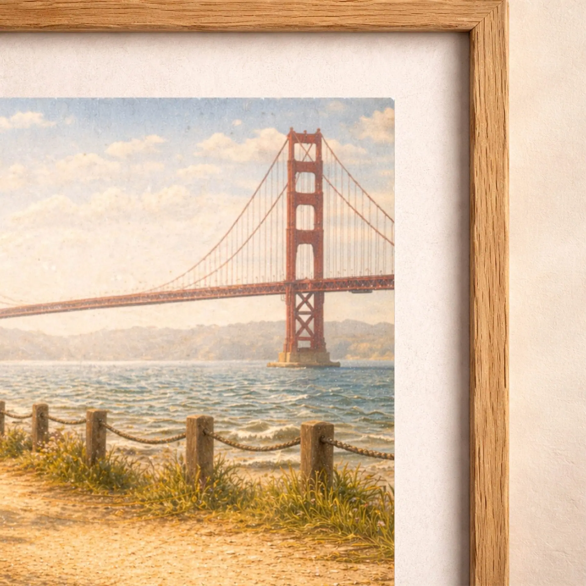 Woodland San Francisco Wall Art Printable Golden Gate Decor 4 Close-up detail of Golden Gate Bridge printable illustration