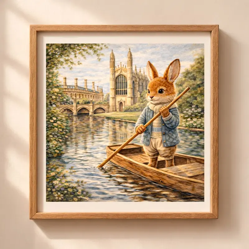 Rabbit Cambridge Printable Wall Art Woodland UK Travel Decor