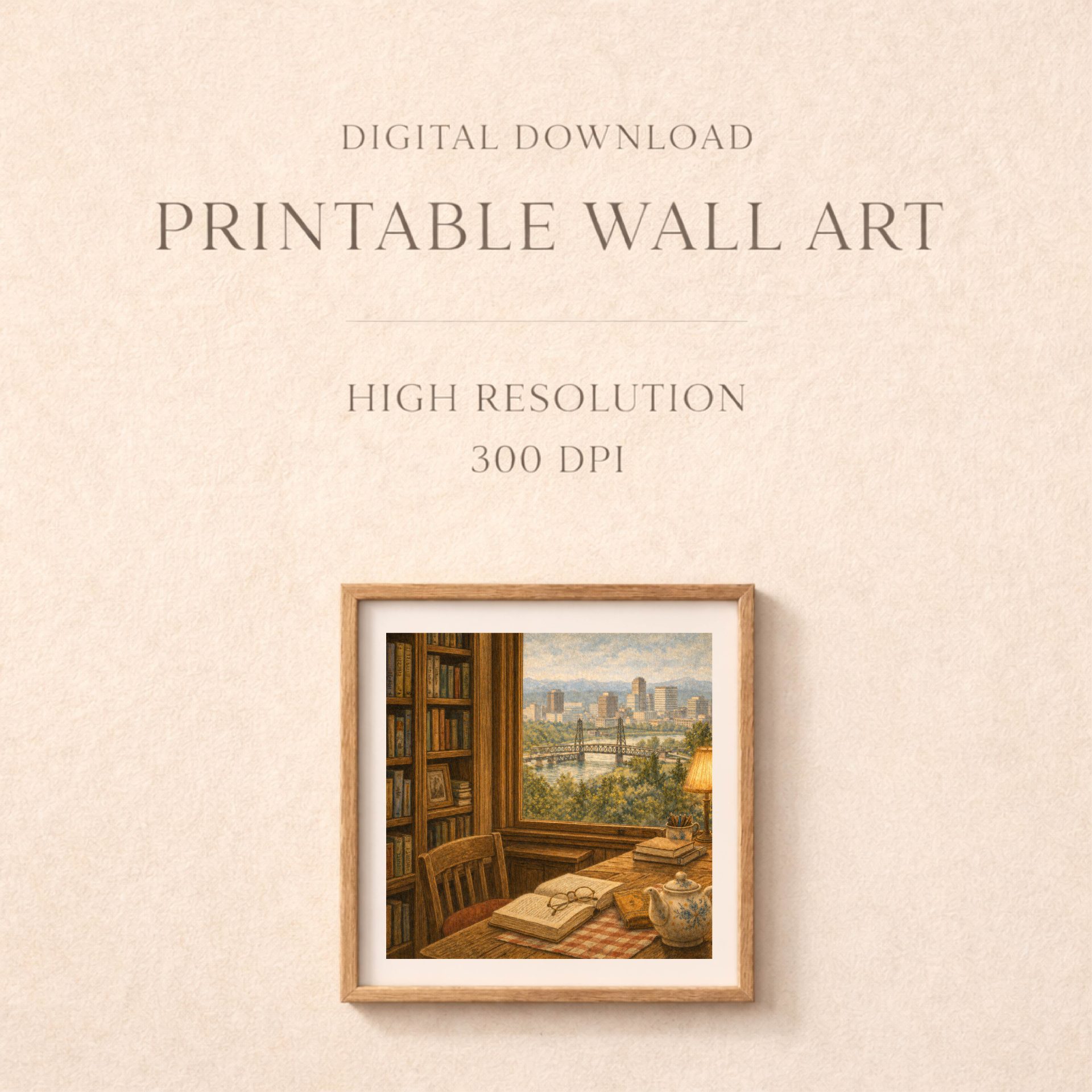 Woodland Portland Wall Art Printable Cozy Reading Decor 5 Printable Portland wall art digital download 300 DPI