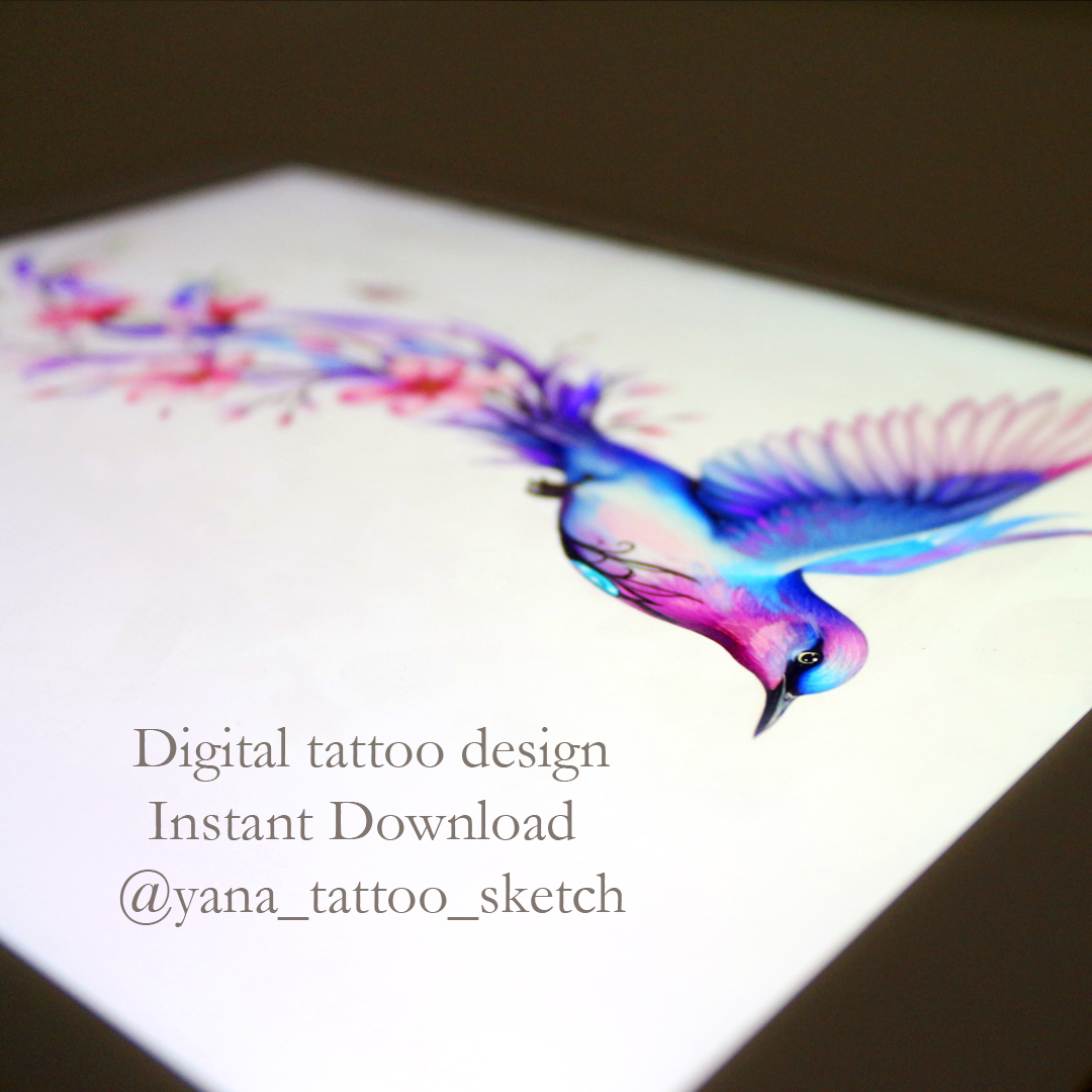 Flying Bird Tattoo Design Flowers And Bird Tattoo Idea Sketch 3 Flying Bird Tattoo Design Flowers And Bird Tattoo Idea Sketch - Image 3