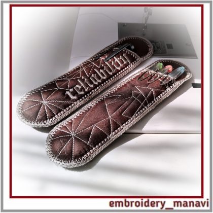 Taurus ITH pencil case with two quilted patterns, one hoop construction, size 2.09×7.76, step by step instruction, instant download.