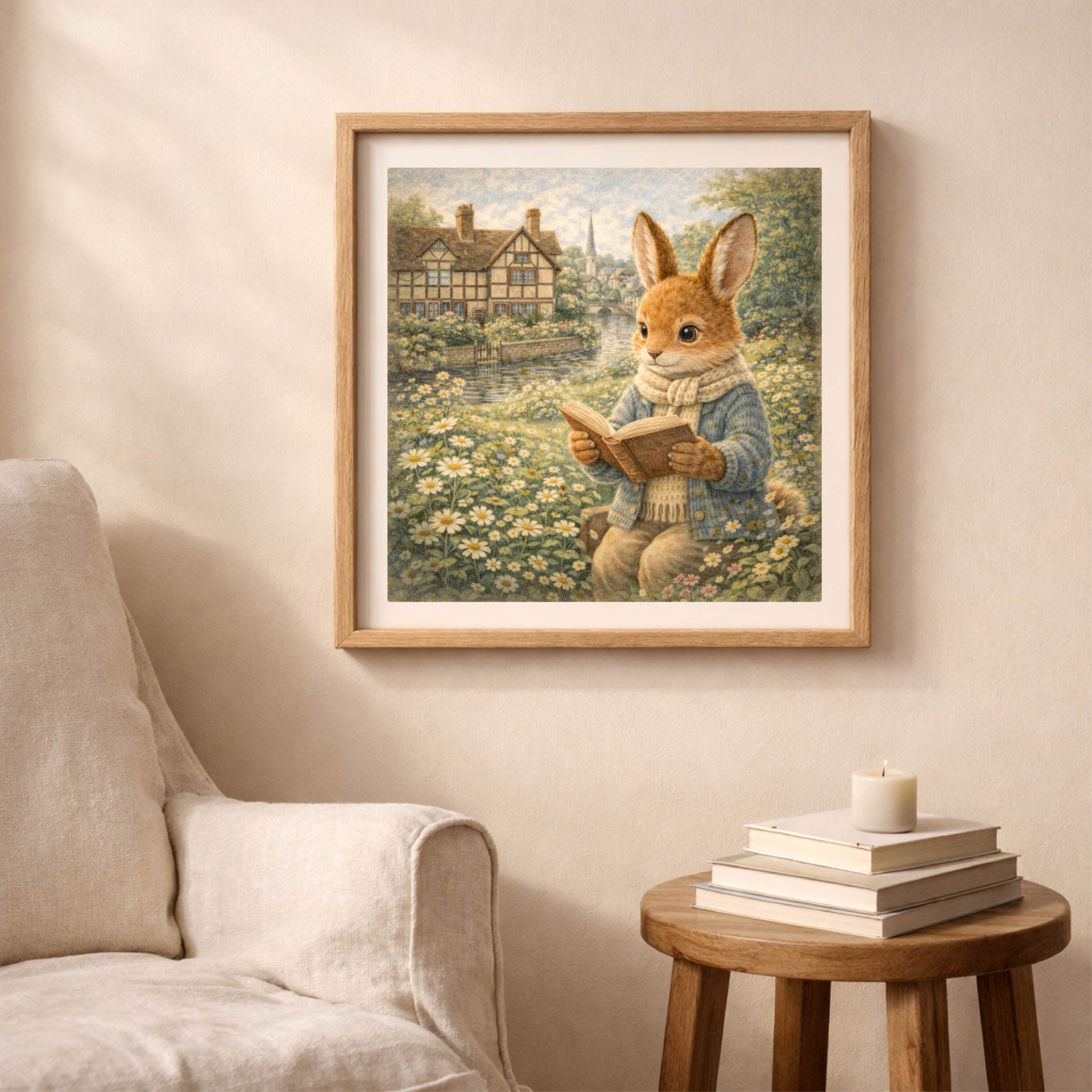 Woodland UK Travel Wall Art Set Printable Decor 4 Rabbit Stratford-upon-Avon printable wall art reading among flowers