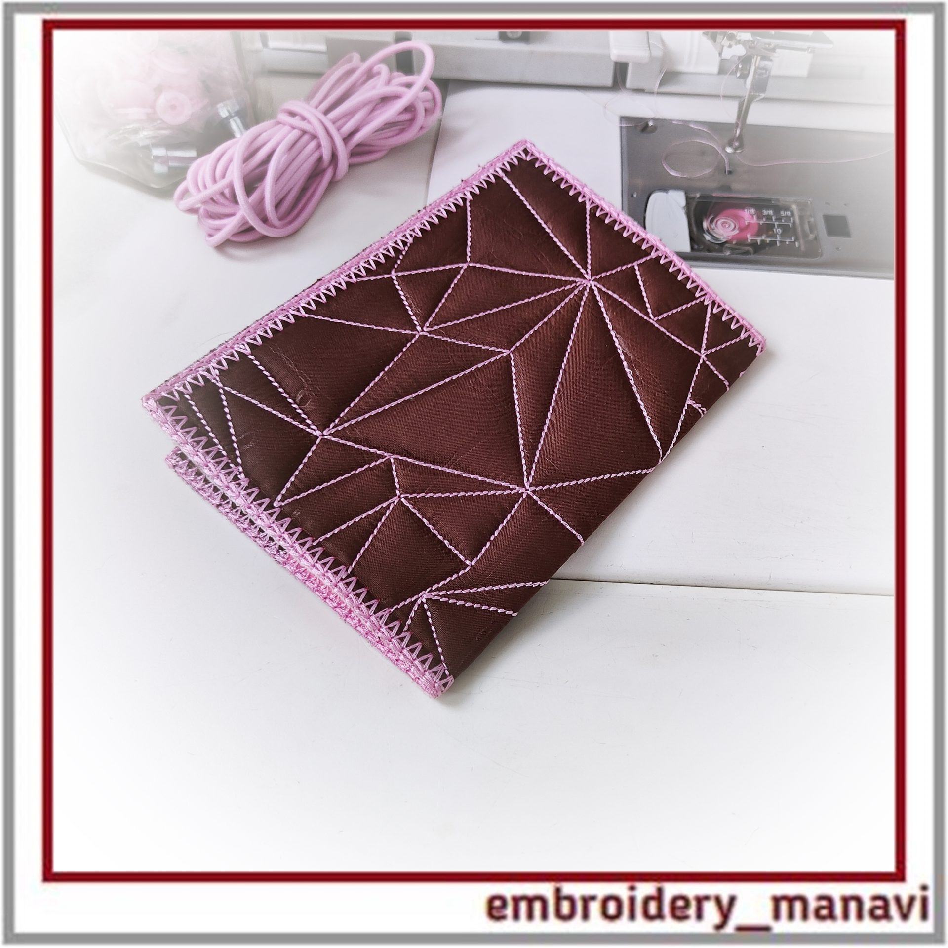 Gemini passport cover — in the hoop geometric embroidery design 3 Gemini passport cover — in the hoop geometric embroidery design - Image 3