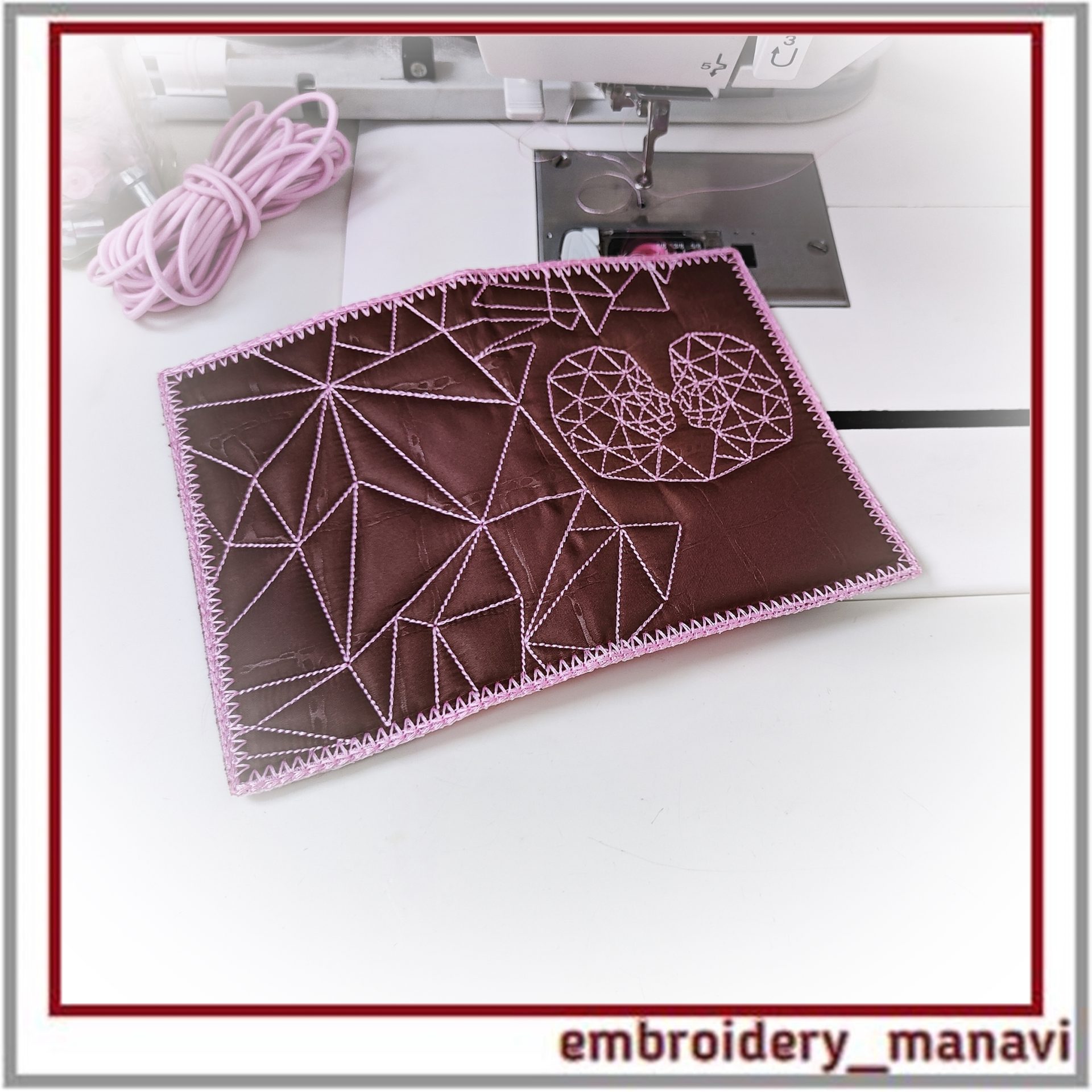 Gemini passport cover — in the hoop geometric embroidery design 5 Gemini passport cover — in the hoop geometric embroidery design - Image 5