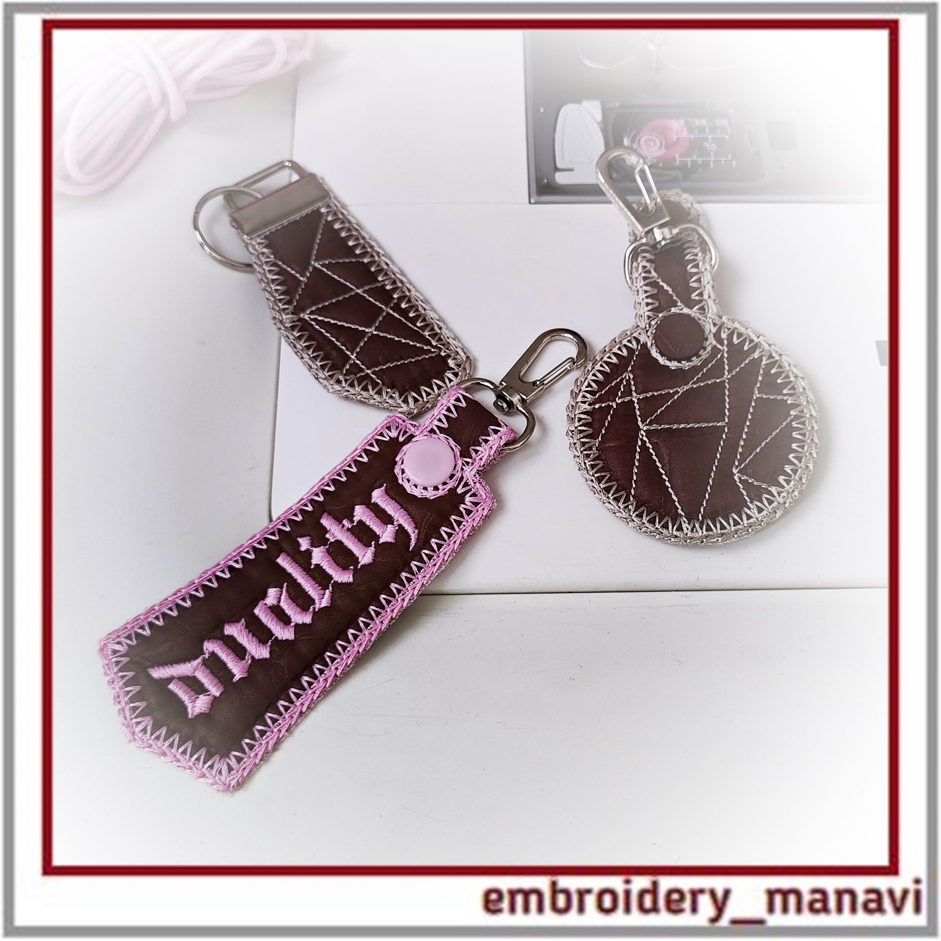 Gemini ITH Key Fob Set — Three Quilted Designs in One Hoop 3 Gemini ITH Key Fob Set — Three Quilted Designs in One Hoop - Image 3