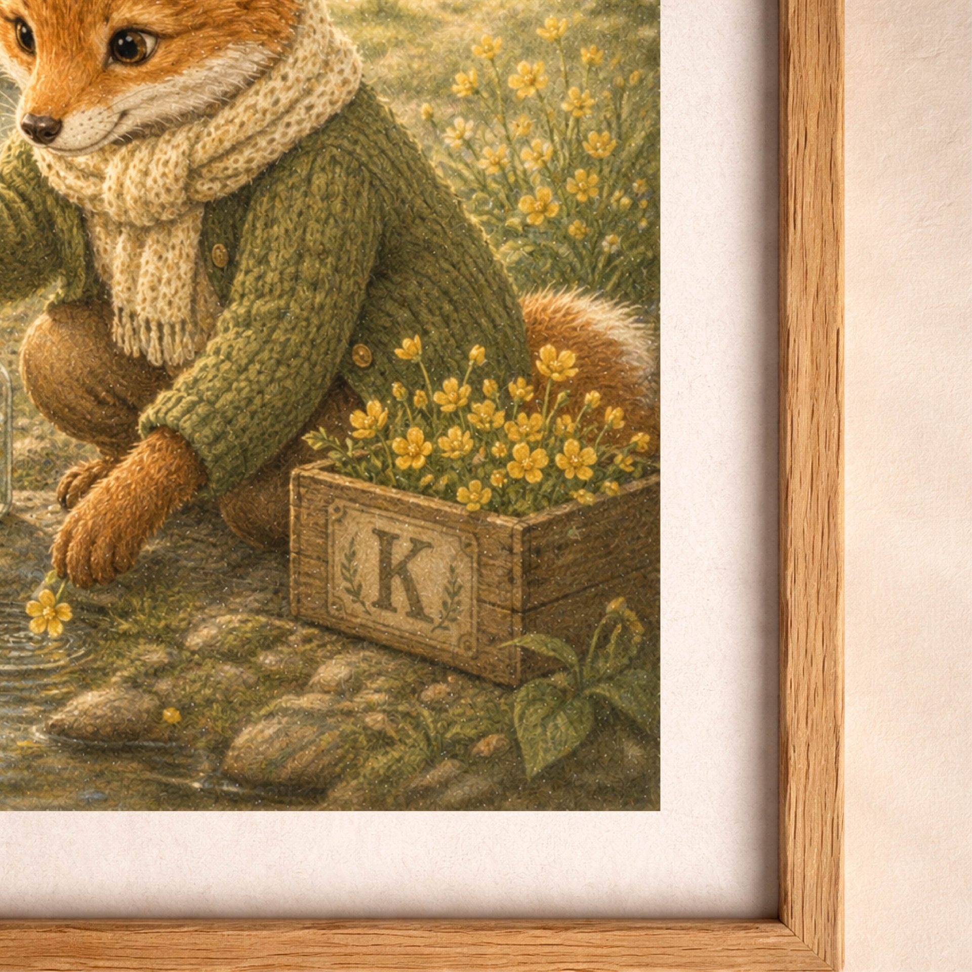 Woodland K Monogram Printable Wall Art Fox Kingcup Decor 7 Woodland K monogram printable wall art digital download information
