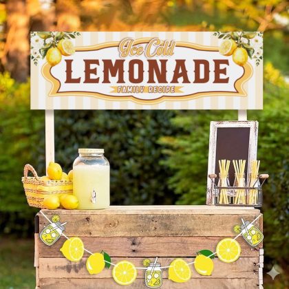 Lemonade Stand Banner, Printable Summer Vintage Sign, 3 Sizes