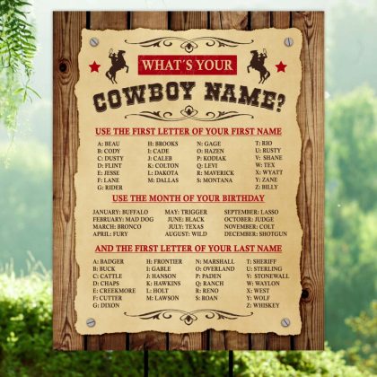 What's Your Cowboy Name Printable Game, Western Party Activity
