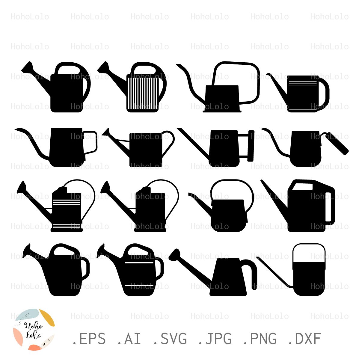 Garden Watering Can SVG Bundle, 16 Silhouette Clipart Vector DXF 1 Garden Watering Can SVG Bundle, 16 Silhouette Clipart Vector DXF