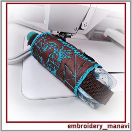 Cancer «Nurturing» Zodiac ITH bottle holder design with geometric motif, one hooping, video instruction, instant download by Embroidery Manavi 05.