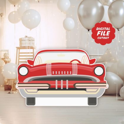50's Classic Car Printable Cutout, 50s Sock Hop Stand Up Prop