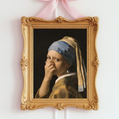 Funny Vintage Oil Painting Parody, Printable Toilet Humor Decor