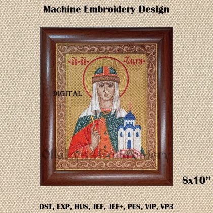 Icon of Holy Princess Olga embroidery design.