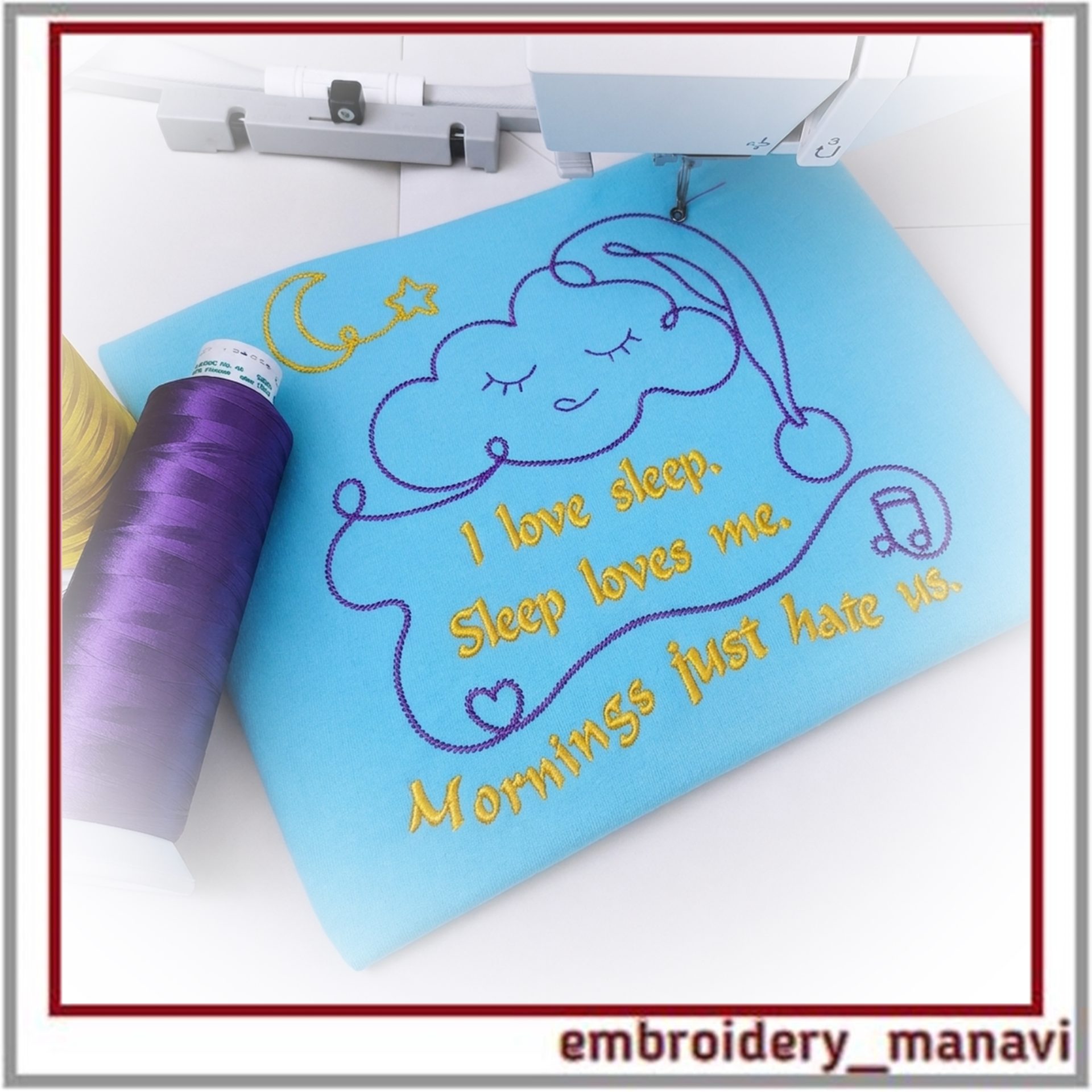 I Love Sleep Funny Quote Machine Embroidery Design Knit Fabric 5 I Love Sleep Funny Quote Machine Embroidery Design Knit Fabric - Image 5
