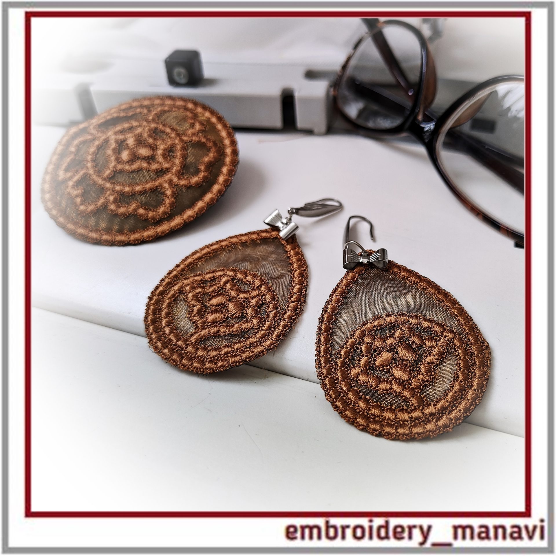 Volume Organza Earrings ITH Machine Embroidery Design No FSL 6 Volume Organza Earrings ITH Machine Embroidery Design No FSL - Image 6