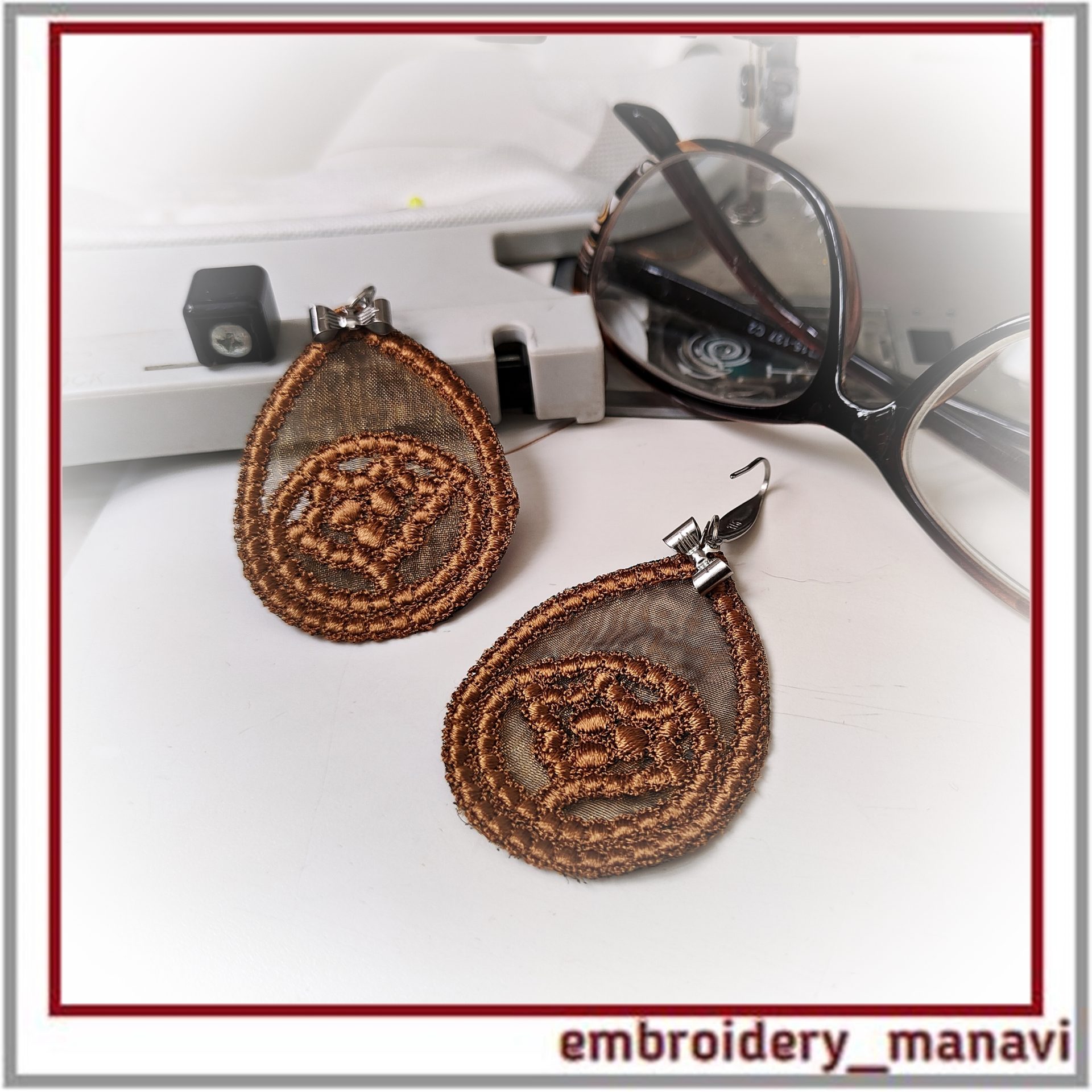 Volume Organza Earrings ITH Machine Embroidery Design No FSL 7 Volume Organza Earrings ITH Machine Embroidery Design No FSL - Image 7