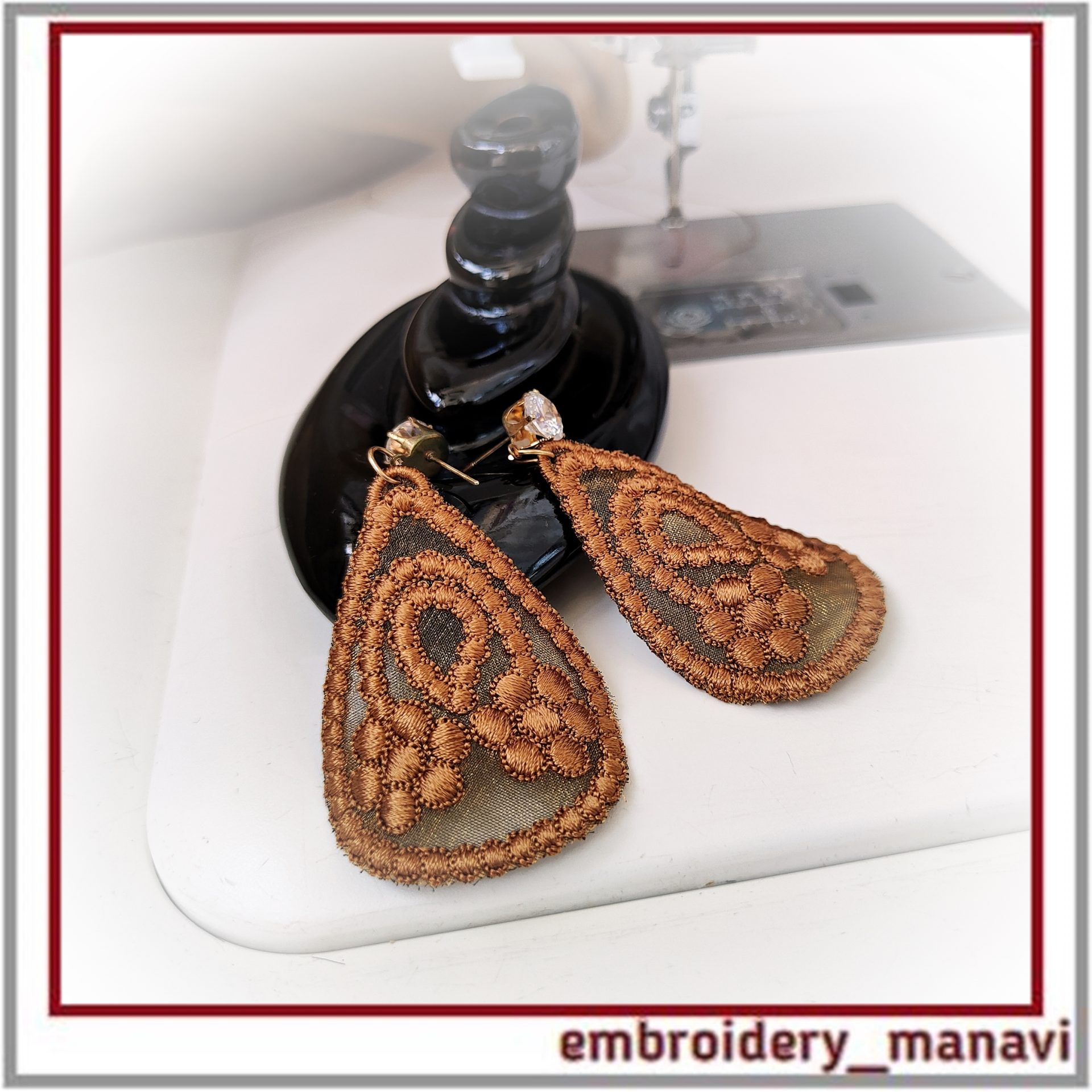 Volume Organza Earrings ITH Machine Embroidery Design No FSL 5 Volume Organza Earrings ITH Machine Embroidery Design No FSL - Image 5