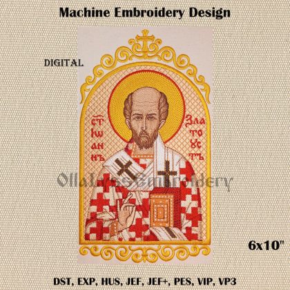 John Chrysostom embroidery design for Gospel bookmark