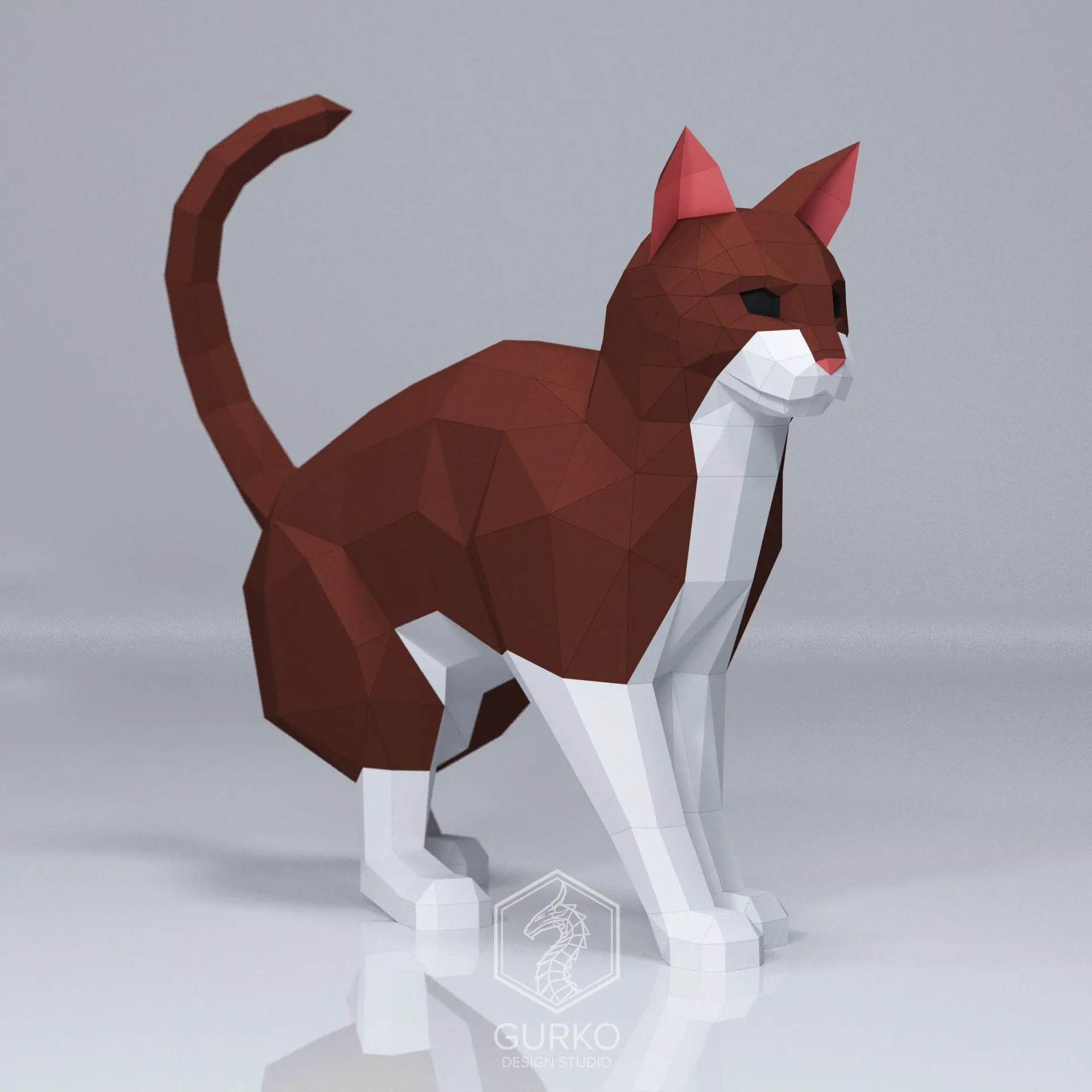 Crouching Cat Papercraft, Digital Template, PDF 4 Crouching Cat Papercraft, Digital Template, PDF - Image 4