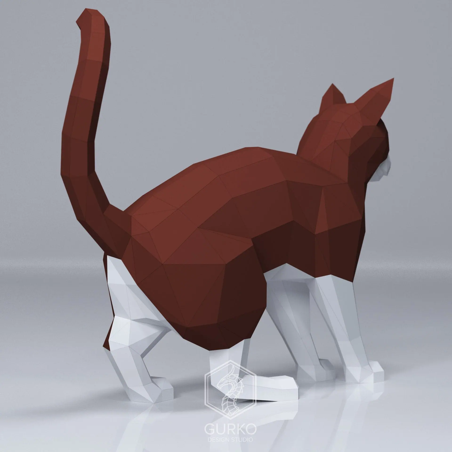 Crouching Cat Papercraft, Digital Template, PDF 3 Crouching Cat Papercraft, Digital Template, PDF - Image 3