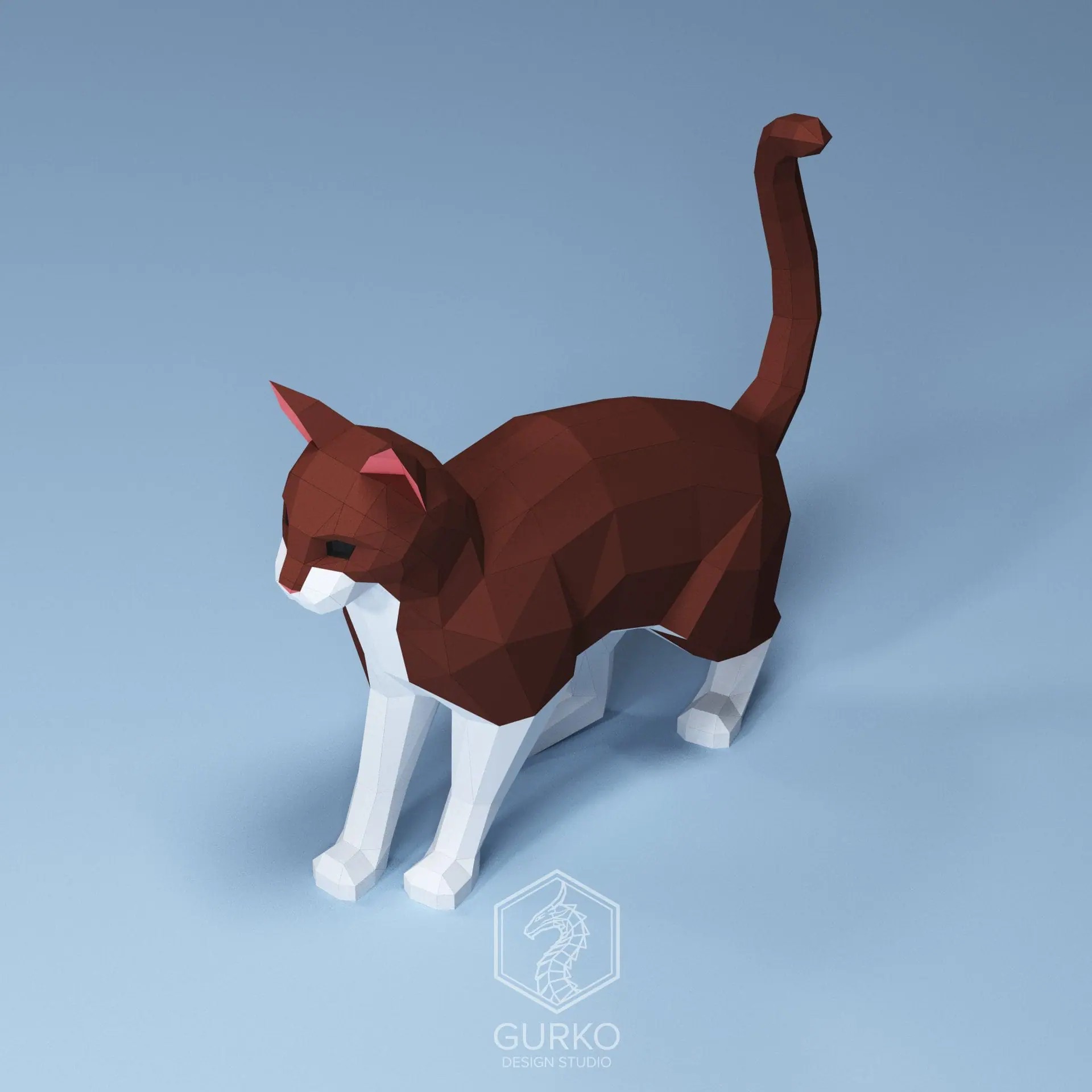 Crouching Cat Papercraft, Digital Template, PDF 5 Crouching Cat Papercraft, Digital Template, PDF - Image 5