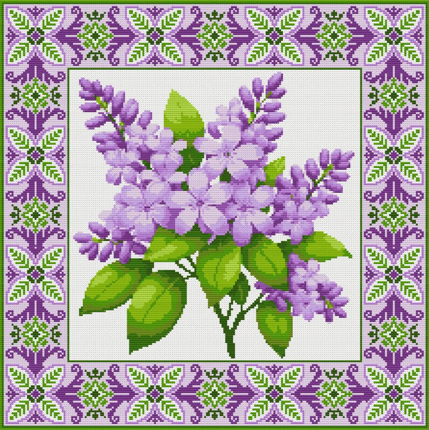 Lilac Cross Stitch Pattern, Purple Flower PDF Chart 2 Lilac Cross Stitch Pattern, Purple Flower PDF Chart - Image 2