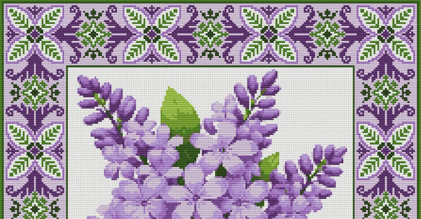 Lilac Cross Stitch Pattern, Purple Flower PDF Chart 4 Lilac Cross Stitch Pattern, Purple Flower PDF Chart - Image 4