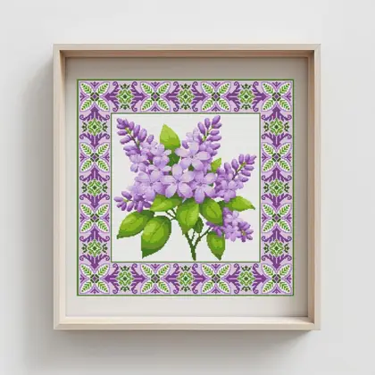 Lilac Cross Stitch Pattern, Purple Flower PDF Chart