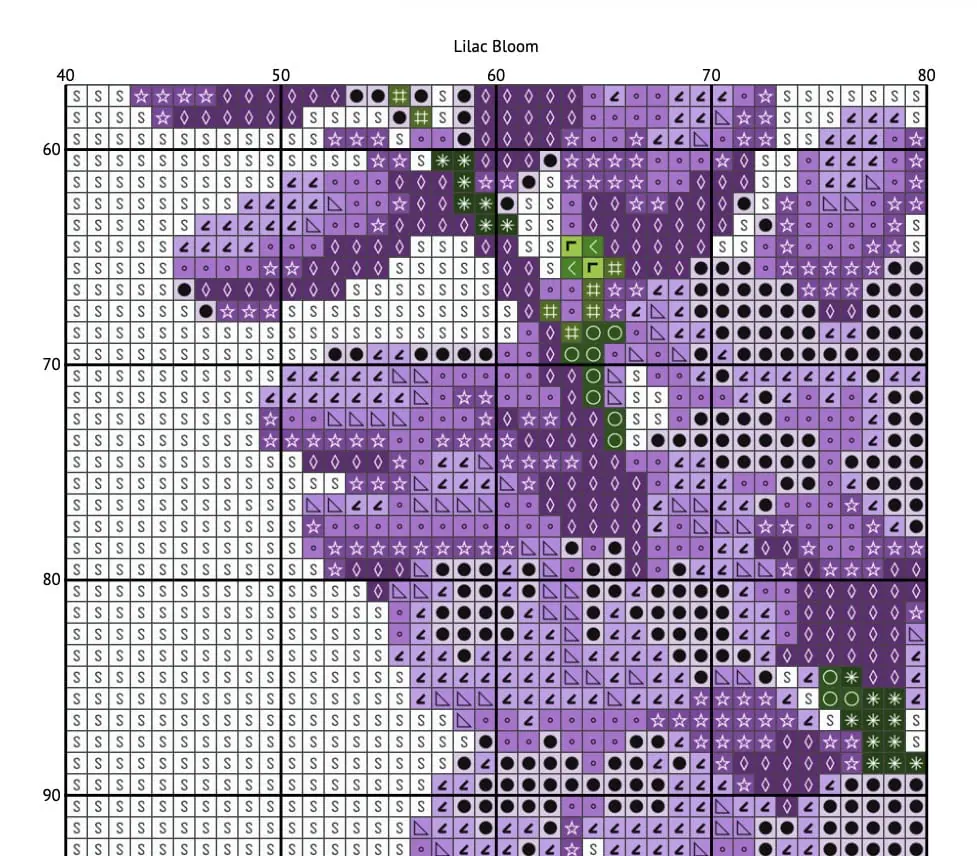 Lilac Cross Stitch Pattern, Purple Flower PDF Chart 5 Lilac Cross Stitch Pattern, Purple Flower PDF Chart - Image 5