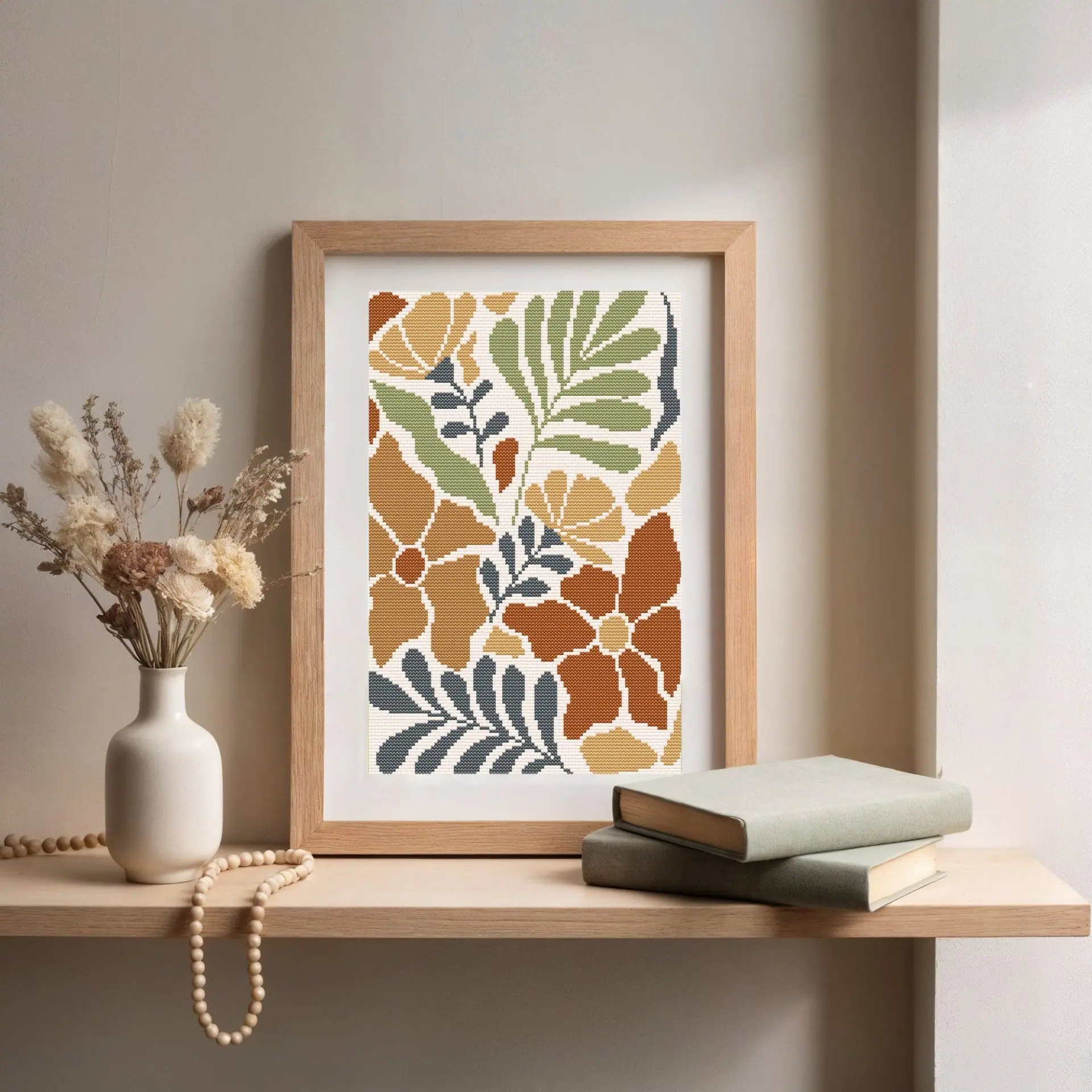 Retro Floral Cross Stitch Pattern PDF, Beginner Chart 2 Retro Floral Cross Stitch Pattern PDF, Beginner Chart - Image 2
