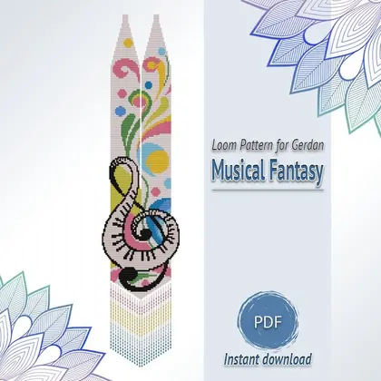 Musical Treble Clef Gerdan Pattern PDF, Beaded Necklace