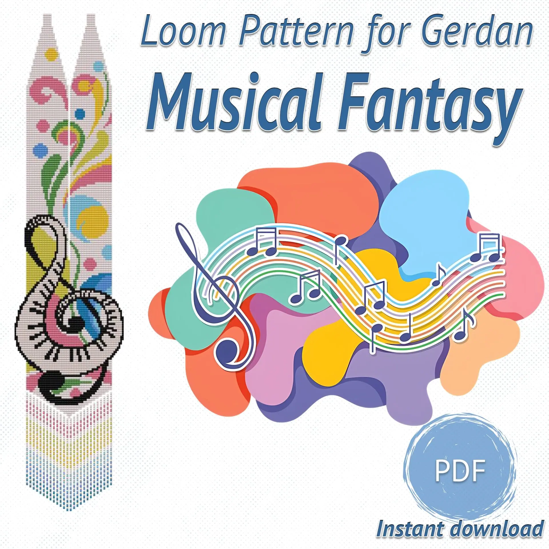 Musical Treble Clef Gerdan Pattern PDF, Beaded Necklace 2 Musical Treble Clef Gerdan Pattern PDF, Beaded Necklace - Image 2