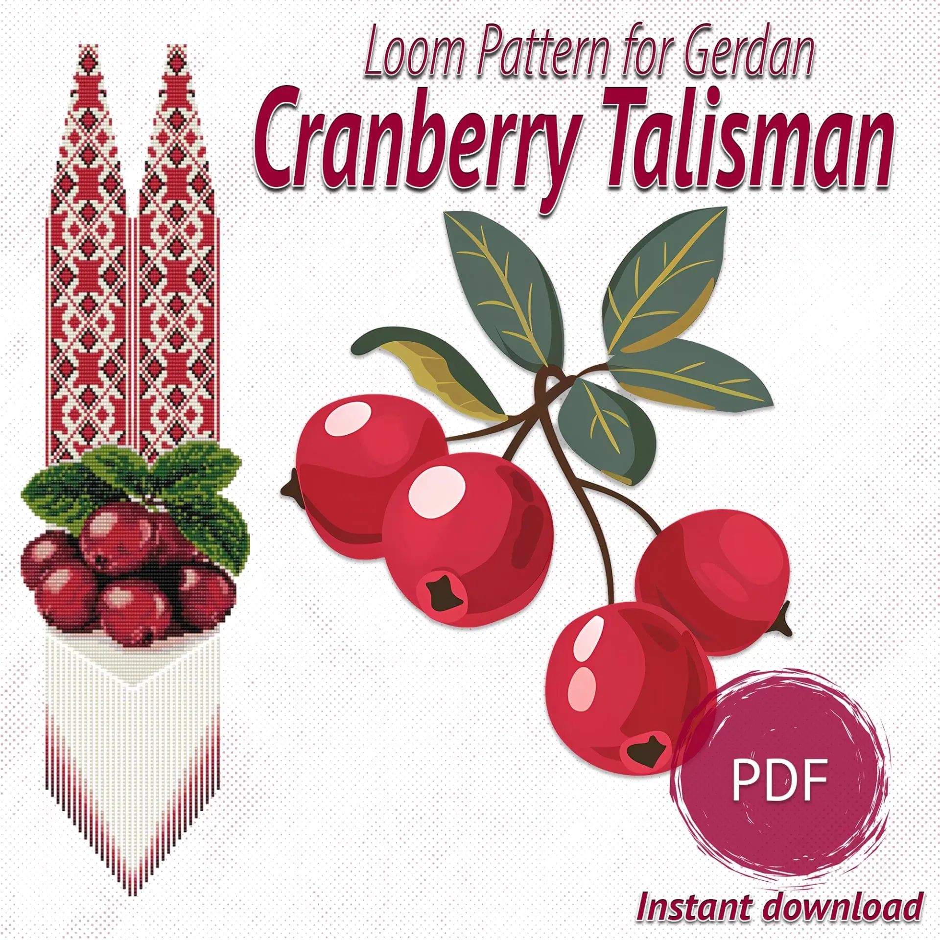 Cranberry Gerdan Pattern, Loom Beading PDF 2 Cranberry Gerdan Pattern, Loom Beading PDF - Image 2