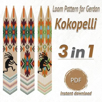 Kokopelli Loom Necklace Pattern PDF, Gerdan Set of 3 Designs