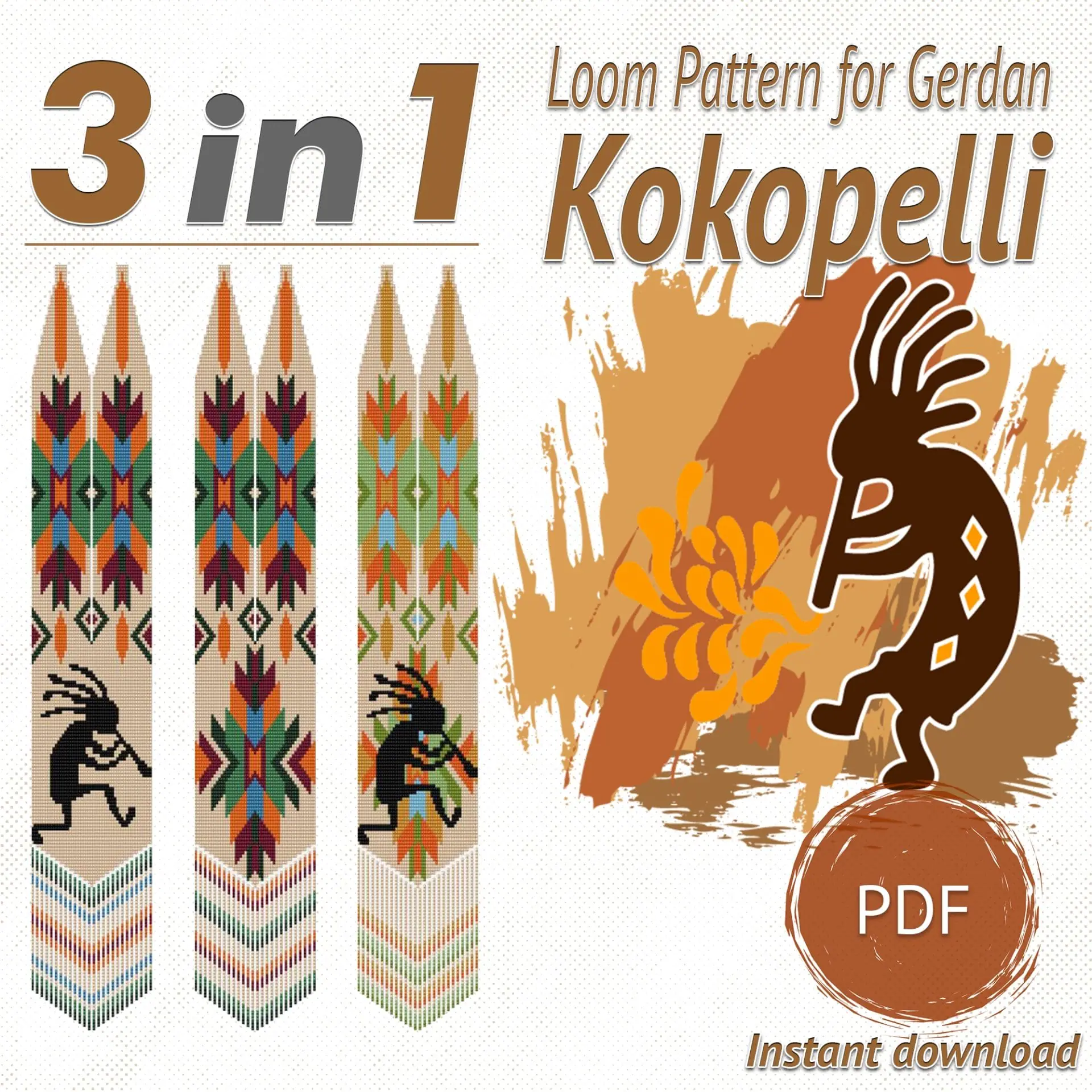 Kokopelli Loom Necklace Pattern PDF, Gerdan Set of 3 Designs 2 Kokopelli Loom Necklace Pattern PDF, Gerdan Set of 3 Designs - Image 2