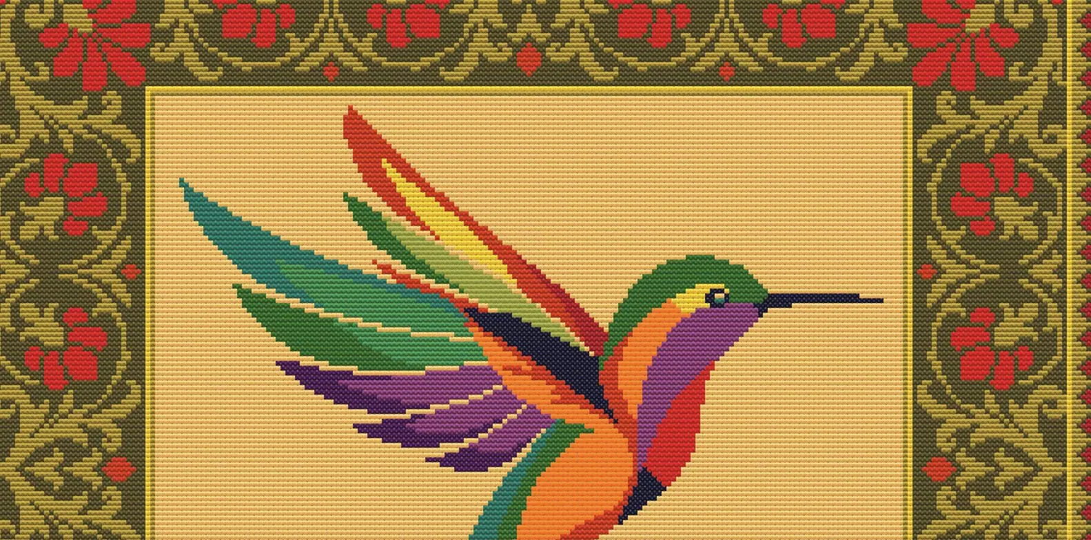 Rainbow Hummingbird Cross Stitch Pattern, Folk Bird PDF 4 Rainbow Hummingbird Cross Stitch Pattern, Folk Bird PDF - Image 4