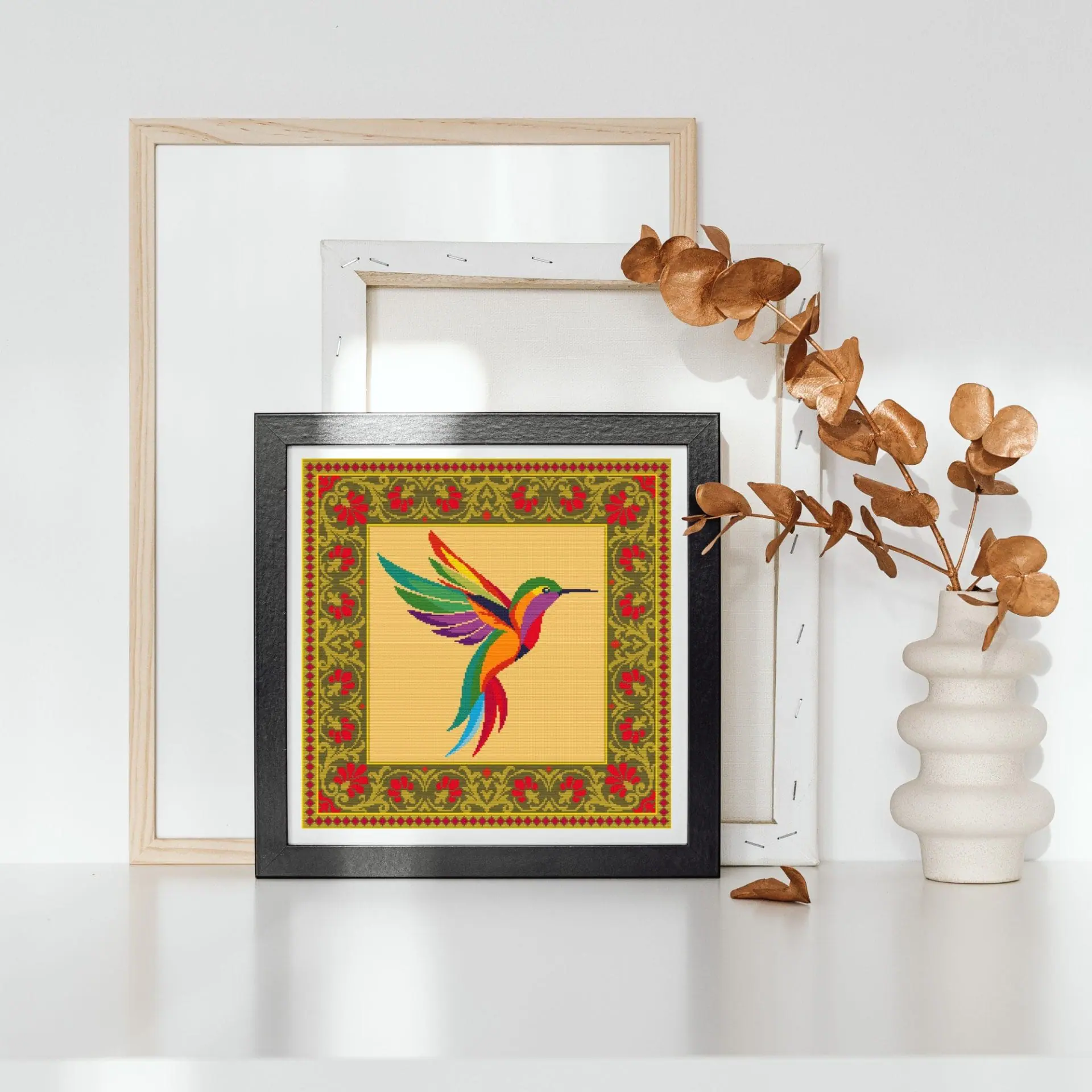 Rainbow Hummingbird Cross Stitch Pattern, Folk Bird PDF 8 Rainbow Hummingbird Cross Stitch Pattern, Folk Bird PDF - Image 8