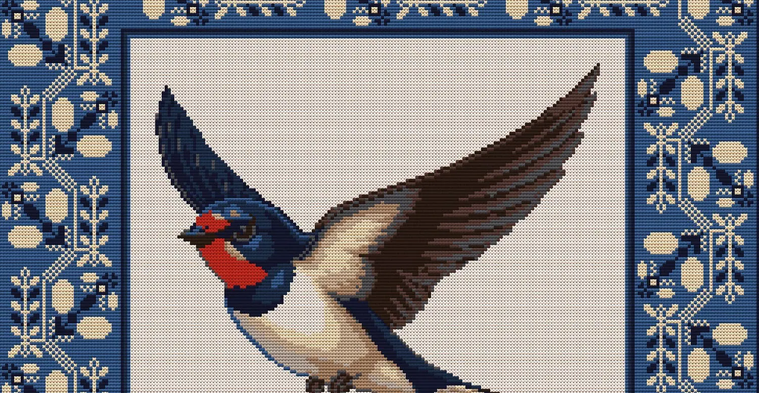 Swallow Cross Stitch Pattern, Folk Nature Embroidery PDF 4 Swallow Cross Stitch Pattern, Folk Nature Embroidery PDF - Image 4